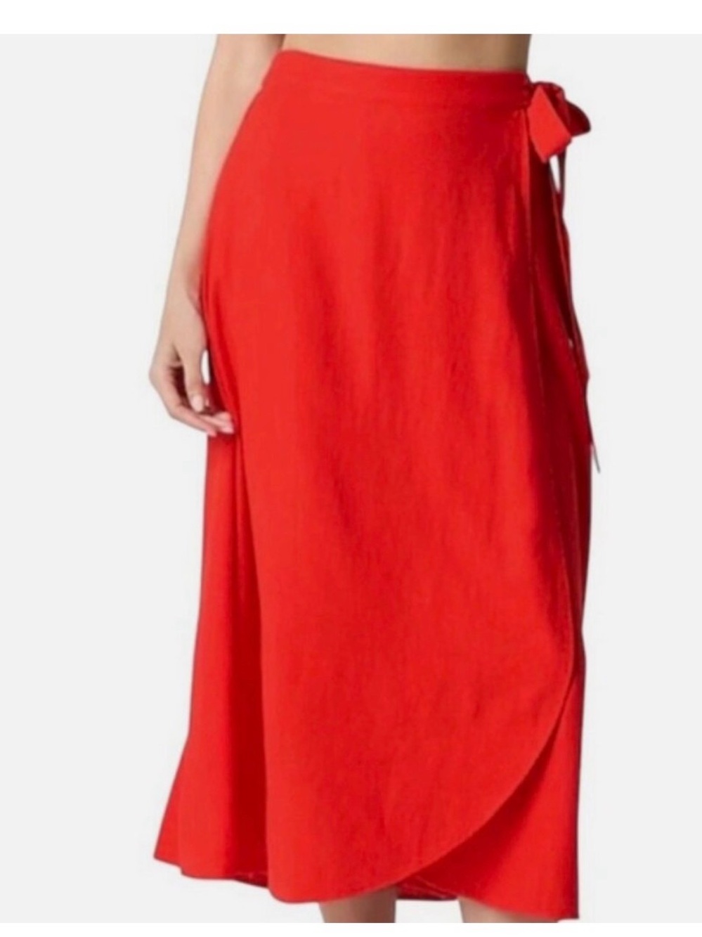 Jcrew Red Faux Wrap Midi Skirt